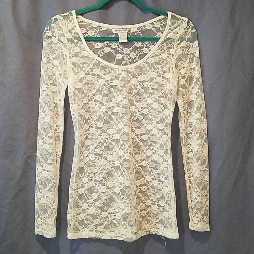 See through lace long sleeve